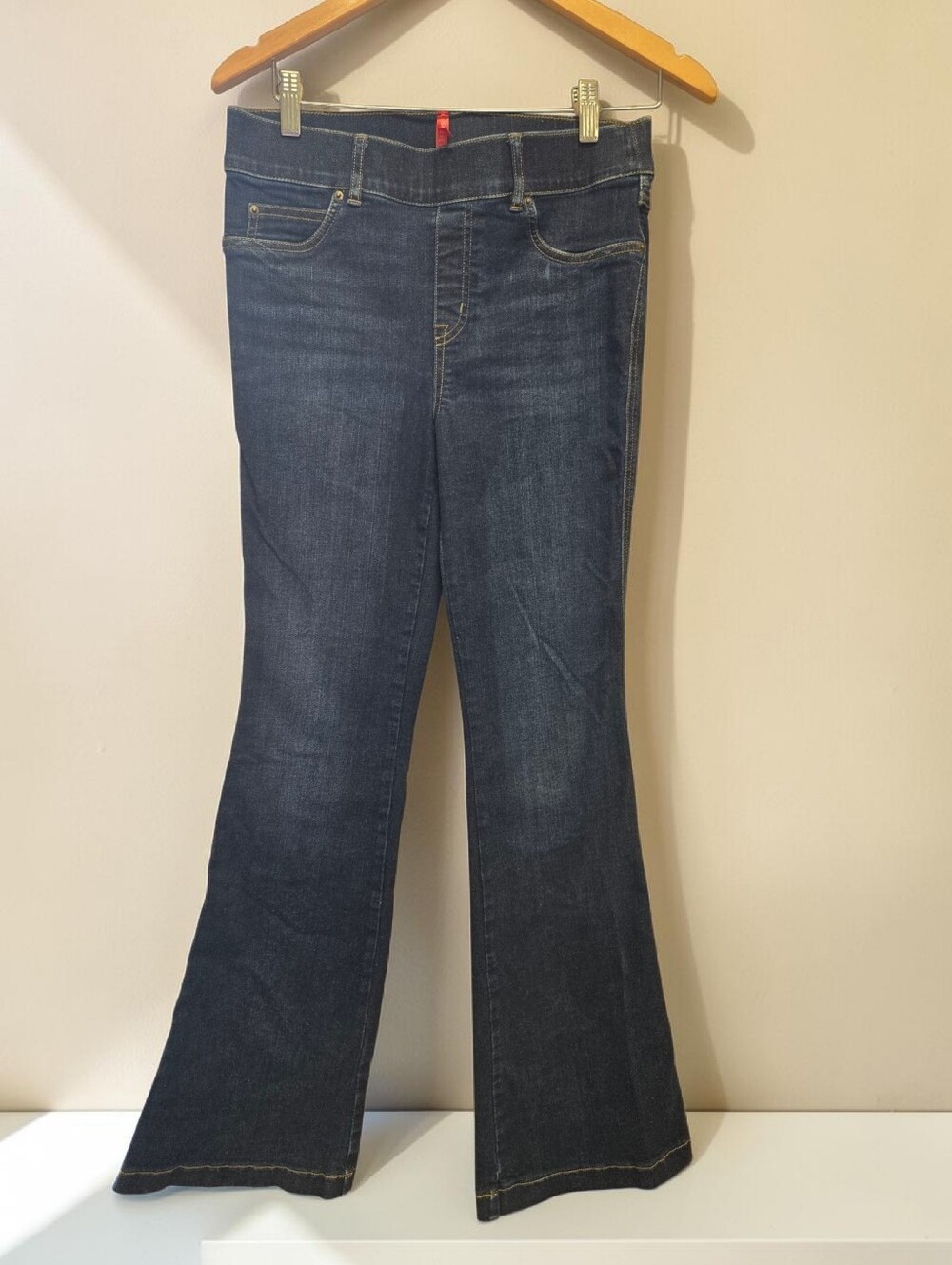 SPANX Dark Wash Flare Jeans | Petite Medium